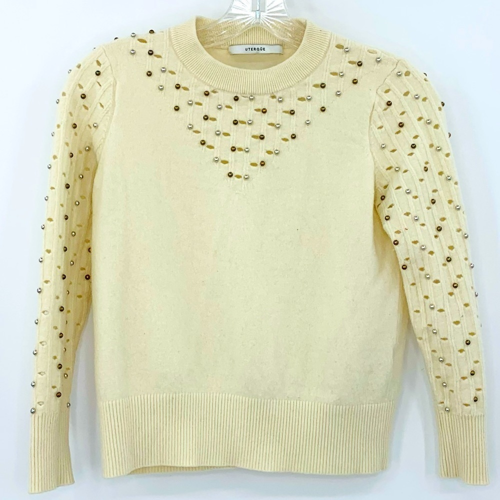 Uterque Metallic Beaded Wool Sweater